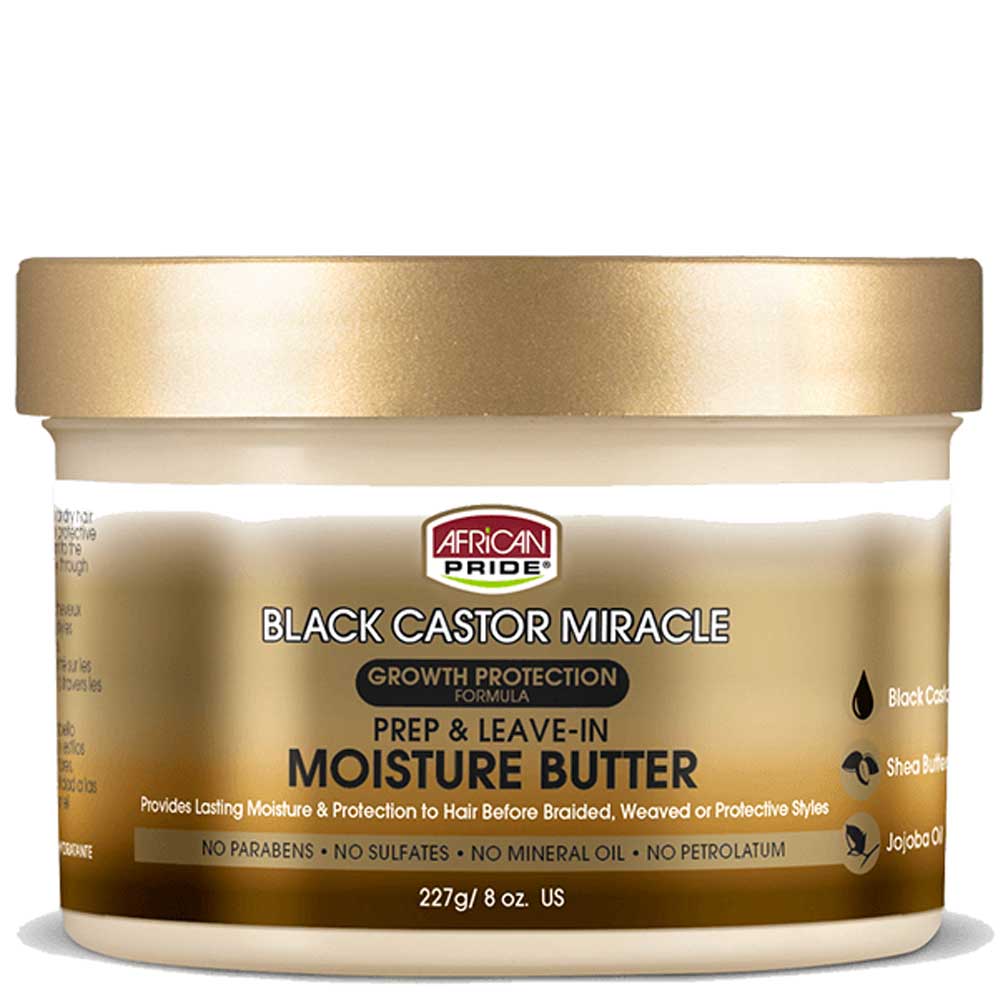 African Pride Black Castor Miracle Prep & Leave-in Moisture Butter 227g