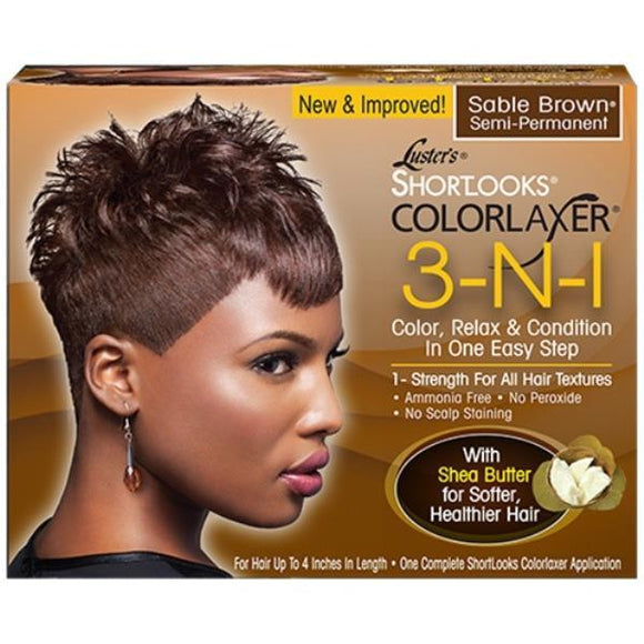 Lusters Pink Short Looks Color Relaxer Kit Brown
