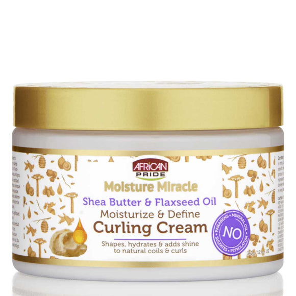 AFRICAN PRIDE MOISTURE MIRACLE SHEA BUTTER & FLAXSEED OIL CURLING CREAM